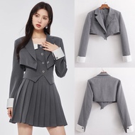 Gray Informal Crop Blazer 74716 Blazer Woman