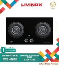 LIVINOX 2 BURNER BUILT-IN GAS HOB LGH-PEBBLE 2B-BL (FLEXI HOB)