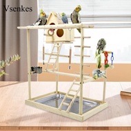 Vsenkes Birds Parrot Playground Ladder Wooden Stand for Budgie Cockatoos Cockatiels