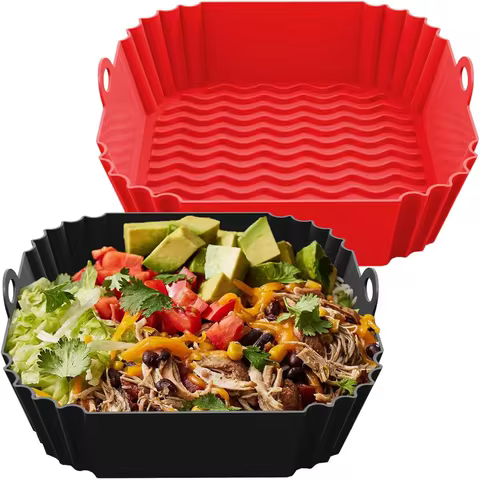 Square Silicone Air Fryer Mats Suitable for 4-7 Quart Ovens , Reusable Non-Stick Sheets Compatible f