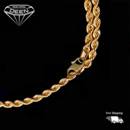 SMS DEEN Hollow Rope Chain, ±3.6-10.5GM - Gold 916 Emas - Rantai Leher
