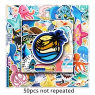 50PCS Ocean Theme Stickers Cute Sea Creatures DIY Decoration for Notebook Scrapbook Luggage Scooter 