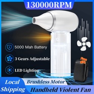 Portable Mini Fan 130000RPM White Fan 5000mAh Turbo Jet Rechargeable Fans for Travel
