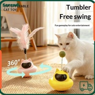 SERENDI Suction Cup Cat Teaser Wand, Tumbler Design Anti-Boredom Tumbler Base Feather Toy,  Feather 