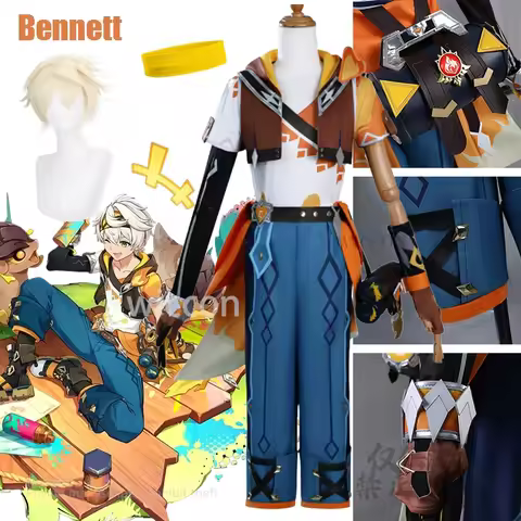 Anime Bennett New Skin Summer Cosplay Costume Short Wigs Hair Band Full Set Men Customized 3XL Hallo