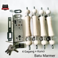Frosty - Gagang pintu rumah Mamer 1set Kunci - Handle pintu marmer Gagang pintu kupu tarung