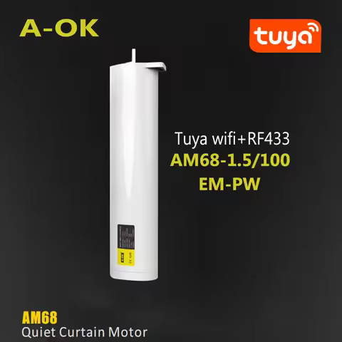 New A-OK AM68 Tuya wifi Curtain Motor 65W,RF433 Control/Tuya app/485/Dry Contact Control,100-240V,fo