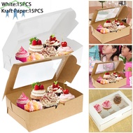15Pcs Cupcake Boxes Paper Cupcake Container with Clear Window 6 Cavity Muffin Cupcake Box SHOPTKC650