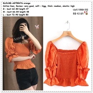 BH438 AB755476 Baju Atasan Wanita Blouse Korea Import Orange Oren
