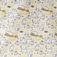 KATUN CINITA bed sheet, cotton fabric, meter, cat character motif, children's Star Grow CATMEOW YELL