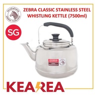 Zebra Classic Stainless Steel Whistling Kettle 7.5L