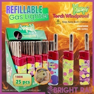1 BOX (25PCS) YEEPI Torch lighter Windproof Lighter Gas lighter refill wth Laiter api Lighter unik P