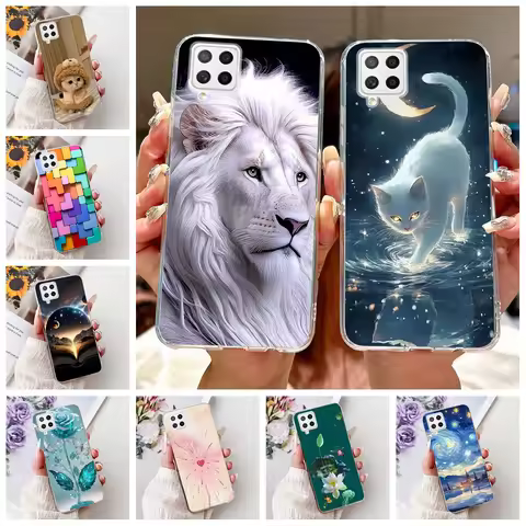 Clear For Samsung A22 4G Case Cute Fashion Flowers Cool Painted Soft Back Cover For Samsung Galaxy A