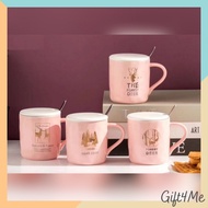 3in1 Creative Design Ceramic Office Cup Tableware Cup with Cover & Spoon Coffee Cup Office Cup Table