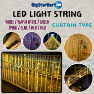 <Ready Stock> LED Light 4M-96LED 5M-216LED Fairy Light Christmas Light 8Modes Icicle Curtain String 