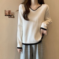 COD EW8G - Large Size Pit Stripe Women’s Long Sleeve T-shirt | Loose Fit for Spring/Autumn 2024