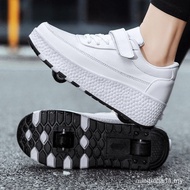 XONGT white shoes double-wheeled HEELYS wheel shoes non-luminous roller skates adult roller shoe OQG