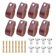 [VET Store] ExclusiveLeather Drawer Pulls 8 Pcs Leather Dresser Knobs Handmade Pure Leather Handles 