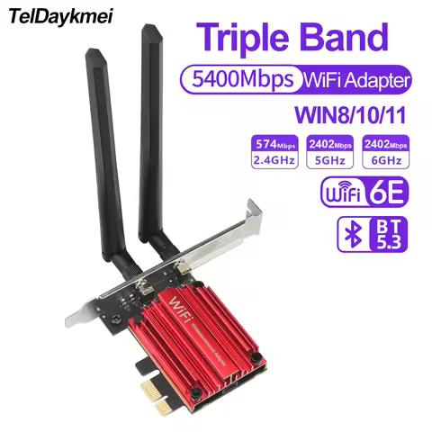 PCI-E WiFi 6E Triple Band 5374Mbps Bluetooth 5.3 Adapter RTL8852CE Gigabit Wireless Network Card for