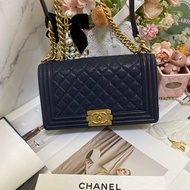 ✨ Chanel BOY 25 ✨海軍復古荔枝牛 金鏈🏅