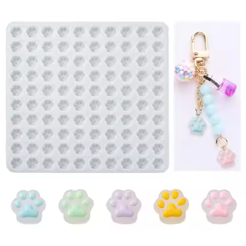 100 Cavity Mini Cat Paw Molds Silicone DIY Pendant Cat Paw Print Resin Molds Jelly Gummy DIY Making 