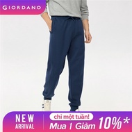 GIORDANO Men Joggers Double-Faced Elastic Waist Athleisure Joggers Pintuck 3-Pocket Simple Fashion C