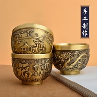 Brass Retro Distressed Xiaobaifu Cup Dragon Phoenix Cup Small Cup Home Creative Xiaomi Cylinder Offi