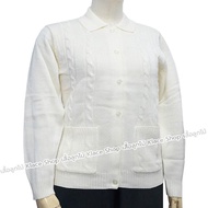 !! พร้อมส่ง !! เสื้อกันหนาวไหมพรม คอปก อก 44 นิ้วกระดุมหน้า ผ้าหนา ไซส์ใหญ่  สินค้าจากไทย รหัส BN1123