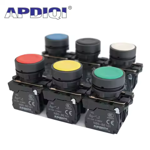 10Pcs XB5 AA31 Plastic Restart Power Start Stop Momentary Push Button Switch Normally Open NO NC Red