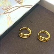 Subang Emas 916 / Anting-anting Gold 916 Hoop Earring Three-Line Circle Earrings