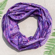 絲綢絲巾/滑面絲綢絲巾/法式浪漫絲綢圍脖/雙圈圍脖-紫羅蘭花朵