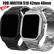 Black Stainless Steel Case +Strap Modification Kit For Apple Watch 10 42mm 46mm iWatch Series 10 42m