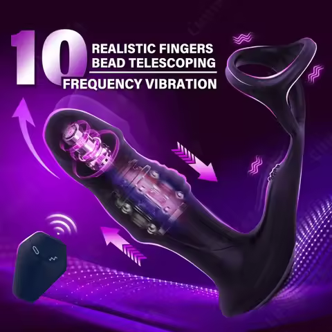 9 Wiggling Swaying Vibrating Anal Vibrator with Cock Ring Thrusting Prostate Massager 3 Powerful Mot