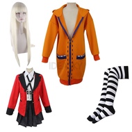 ♞Halloween Dress Wig Hoodie Jk-Uniform-Set Cosplay Costume Anime Kakegurui Runa Yomotsuki