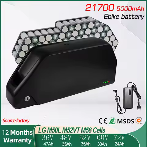 Original 21700 Polly 72v 52V 48V 25AH 30AH 15Ah Ebike Battery Downtube Electric Battery BMS Lithium 