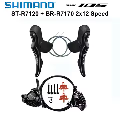 Shimano 105 2x12Speed ST-R7120 BR-R7170 Hydraulic Disc Brake Set R7120 DUAL CONTROL LEVER R7170 Disc
