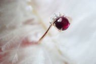 石榴石戒指， 銀，鍍玫瑰金