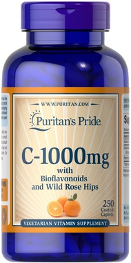 Puritan วิตซี Vitamin C-1000 mg with Bioflavonoids  250 Caplets    ❌❌❌ ขนาดที่คุ้มที่สุด ❌❌❌  มีไบโอฟลานอยด์ช่วยให้ดูดซึมวิตามิน ซี ได้ดียิ่ง