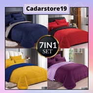 LUXURY STYLE “PROYU” CADAR HOTEL 2 TONE 1200TC 100% COTTON 7 in 1 FITTED BEDSHEET SET WITH COMFORTER