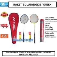 PAKET LENGKAP RAKET BADMINTON  Yonex Asli - BULUTANGKIS Dewasa MURAH ISI 2 BONUS TAS SHUTTLECOCK dan