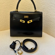 愛馬仕Hermes Kelly 25黑金Box皮，C刻。
