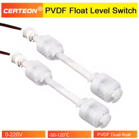 PVDF Float Level Switch Dual Ball Liquid Level Sensor Corrosion Resistant Water Level Switch for Che