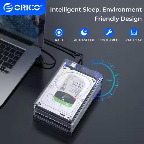 ORICO 6Gbps 3.5''2 Bay Hard Drive Enclosure With Raid Function SATA to USB 3.0 Transparent HDD Dock 