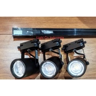Complete Cafe Track Lights 1 Meter Rail + 5 Watt / 7 Watt Led Spotlight Rail