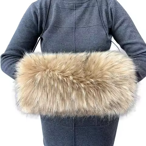 Soft Faux Fur Hand Warmer Thicken Mittens Hand Muff Anti-Freeze Muff Fluffy Hand Warmer for Women
