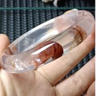 Hematoid Quart - Natural Multi-inclusions Crystal Quartz Bangle 59mm 胶花精品透体水晶手镯 59mm（鸩羽幽灵）