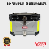 MHR Racing - Pannier Box 55 Liter Aluminum X Silver Universal Motorcycle Storage Box Luggage