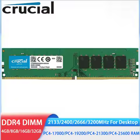 Crucial Memoria RAM DDR4 8GB 4GB 32GB 16GB 3200MHz 2133 2400 2666MHz PC4-19200 21300 288Pin Desktop 