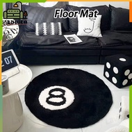 【MY】60/80cm Black 8 Ball Carpet Round Soft Bedroom Cashmere Carpet Boy's Game Room Living Room Decor