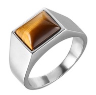 Lelaki Klasik Tinggi Stainless Steel Stainless Steel Natural Tiger Eye Ring Fashion Punk Rock Party